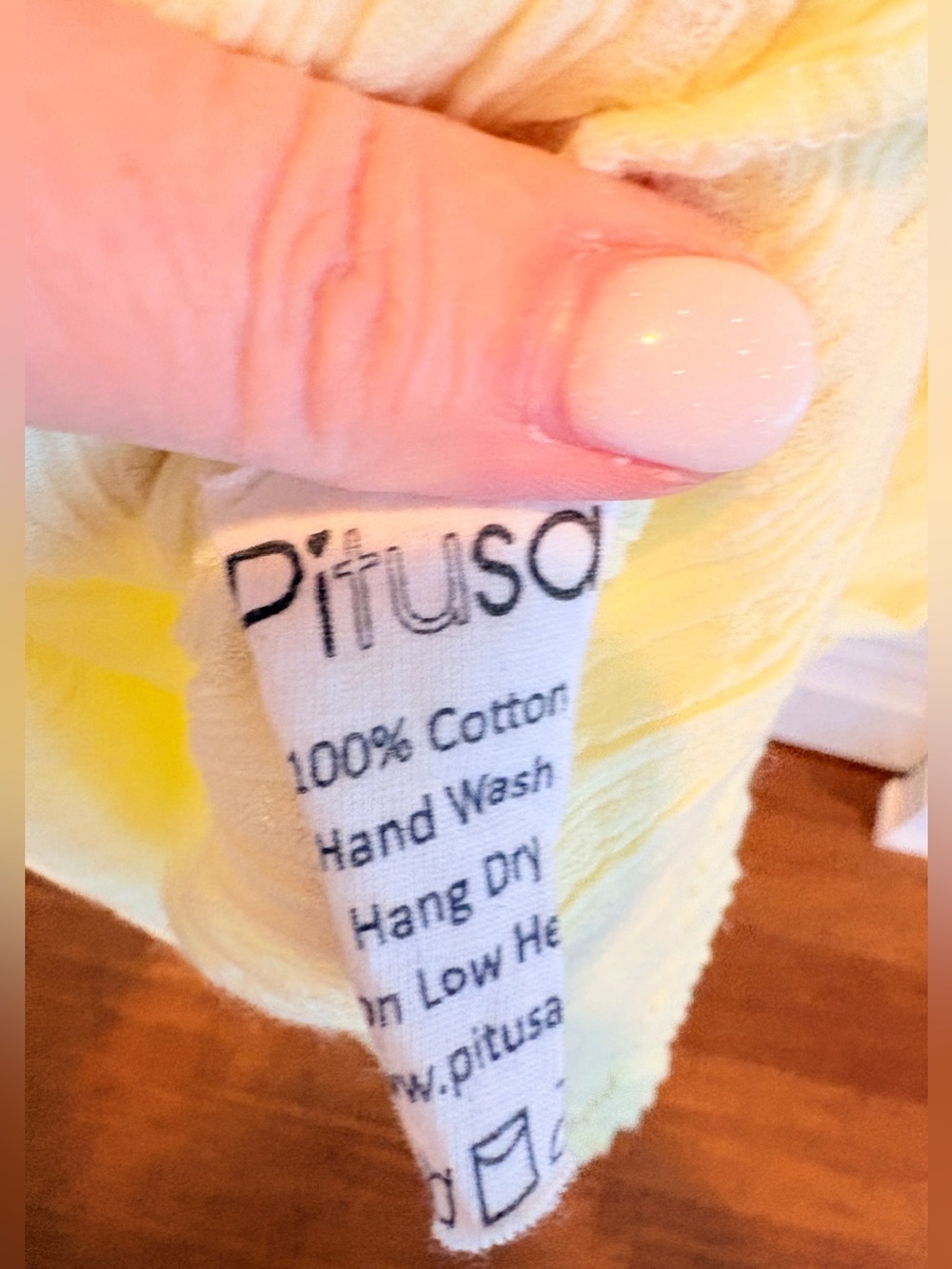Pitusa Dress Gauzey Ribbon Tie Shoulders Midi Sundress Yellow Pastel Rainbow PS - Picture 10 of 10